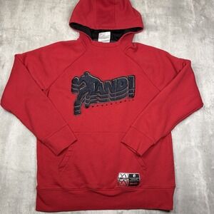 VTG AND1 Basketball Hoodie Red Pullover Mens Medium Spell Out Logo 00s Y2K